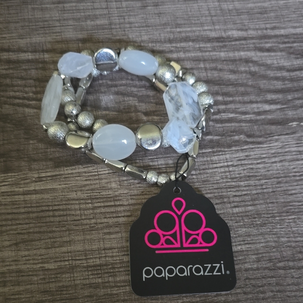 Paparazzi Silver and Clear Beaded Bracelet